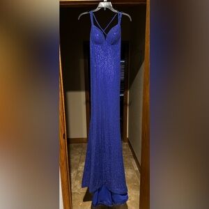 B Darlin Sparkling Royal Blue Maxi Gown